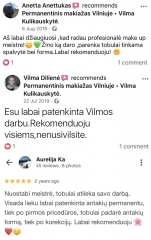 Laimingų klienčių atsiliepimai apie permanentinio makiažo procedūrą